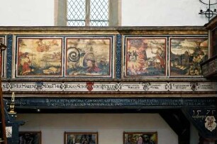 Bemalung der Nordempore mit Szenen des Alten Testaments — Entrückung des Elias, Jona und der Wal, Drei Hebräer im Feuerofen und Nebukadnezzars zweiter Traum