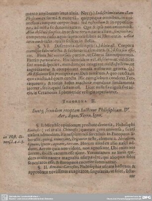 THEOREMA II. Suntq, secundum receptam hactenus Philosophiam, IV. Aer, Aqua, Terra, Ignis.