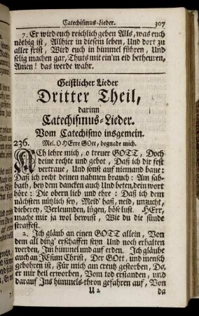 Dritter Theil, darinn Catechismus- Lieder.