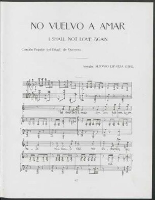 No vuelvo a amar : Canción popular del Estado de Guerrero