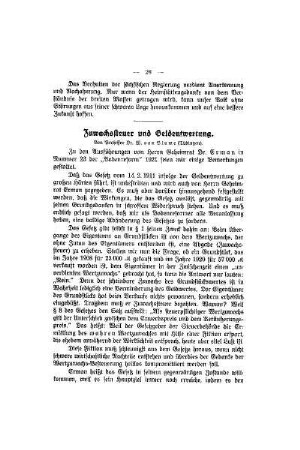Zuwachssteuer und Geldentwertung