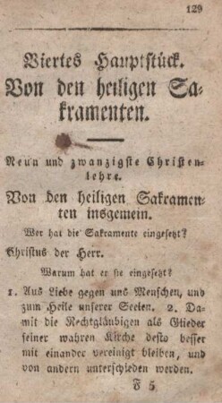Viertes Hauptstück. Von den heiligen Sakramenten.