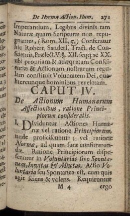 Caput IV. De Actionum Humanarum Affectionibus, ratione Principiorum consideratis.