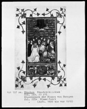 Stundenbuch der Bianca von Savoyen — Bildseite mit zwei Miniaturen, Folio 225 verso