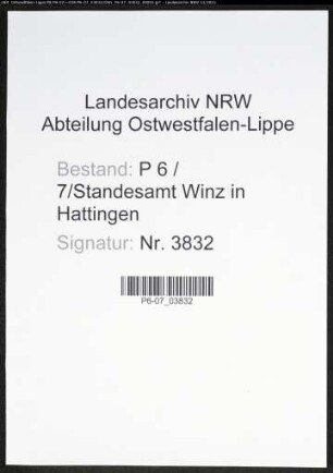 Heiratsregister Standesamt Winz in Hattingen