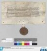 Conrat Truchseß vom Po{e}merßfelden, Landrichter zu Nürnberg, beurkundet auf die ihn namens der Stadt Nürnberg durch deren Ratsbotschaft Sebald Pfintzing, Stefan Coler und Peter Volkmeyr vorgetragene Bitte von Landgerichts wegen, dass gemäß Urteil gleichen Landgerichtes alle Verschreibungen, welche der junge Markgraf Albrecht von Brandenburg gemeinsam mit seinem Vater Markgraf Friedrich von Brandenburg ausstellen und besiegeln würde, überall Macht und Kraft haben sollen. - Siegler: das Landgericht.