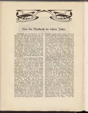 Von der Baukunst im letzten Jahre