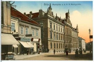 Brüx. Marktplatz mit Kreisgericht