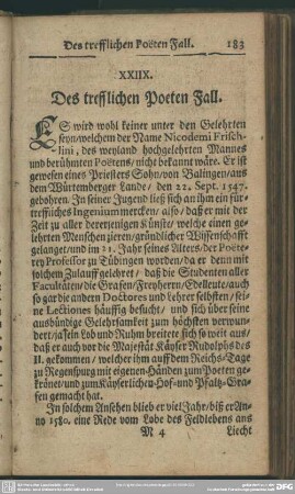 XXIIX. Des trefflichen Poeten Fall