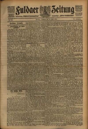 Erste Ausgabe vom Dienstag, den 12. Mai 1908.