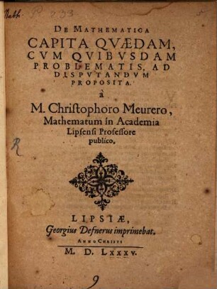 De mathematica capita quaedam ...
