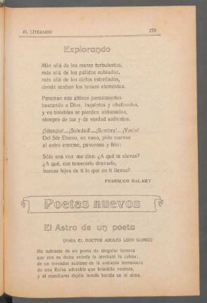 El astro de un poeta : (Para el doctor Adolfo León Gómez) - Poetas nuevos