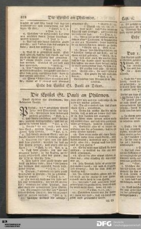 Die Epistel St. Pauli an Philemon.