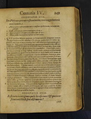 Observatio XVIII. Restitutio in integrum quale beneficium? Et quae in restitutionis libello sint obseruanda?