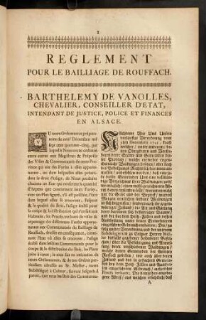 1-11, Reglement Pour Le Bailliage De Rouffach
