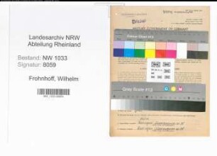 Entnazifizierung Wilhelm Frohnhoff , geb. 13.01.1916 (Handwerker)