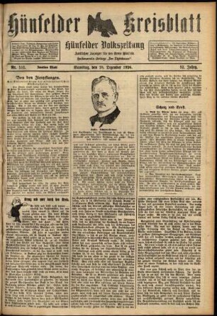 Zweite Ausgabe vom Samstag, den 18. Dezember 1926.