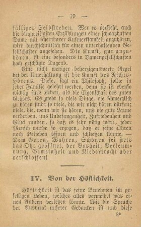 IV. Von der Höflichkeit