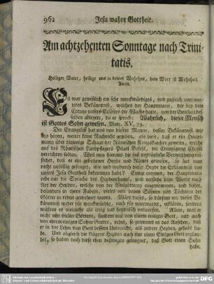 Am achtzehenten Sonntage nach Trinitatis