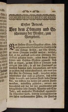 491-502, Erster Articul. - Dritter Articul.