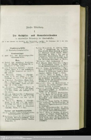 I. Berufsklassen und Gewerbebetriebe : I. Die Geschäfts- und Gewerbetreibenden