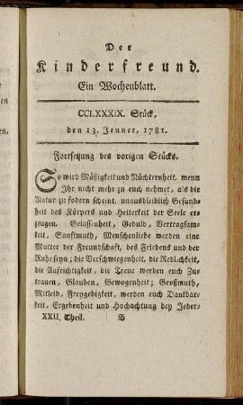 CCLXXXIX. Stück, den 13. Jenner, 1781
