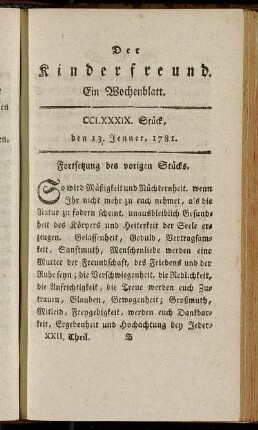 CCLXXXIX. Stück, den 13. Jenner, 1781