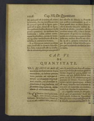 Cap. VI. De quantitate.