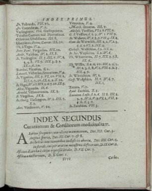 Index Secundus. [Abb. siehe unnummerierte Paginierung]