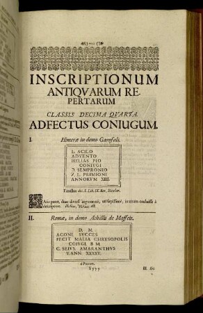Classis Decima Quarta. Adfectus Coniugum