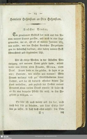Henriette Hohenstam an Otto Hohenstam