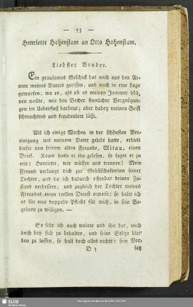 Henriette Hohenstam an Otto Hohenstam