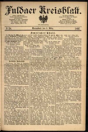 Erste Ausgabe vom Samstag, den 06. März 1897.