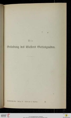 Die Gründung des Klosters Gottesgnaden