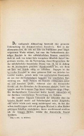 Das Rondel in den französischen Mirakelspielen und Mysterien des XV. und XVI. Jahrhunderts