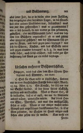 II. Ursachen mehrerer Beschwerlichkeit.