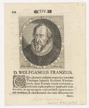Bildnis des Wolfgangus Frantzius