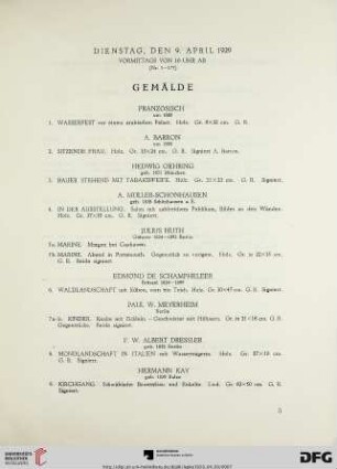 Gemälde (Nr. 1-91)