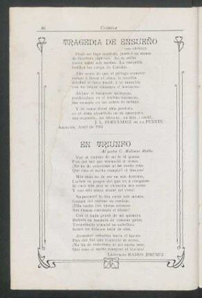 En triunfo : Al poeta [Guillermo] Molinas Rolón