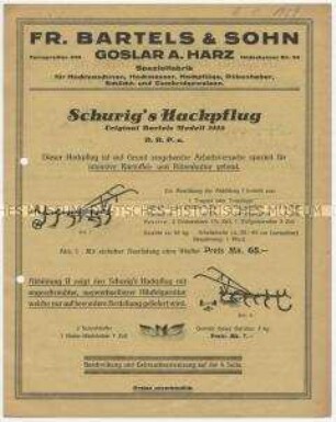 Schurig's Hackpflug Original Bartels Modell 1925