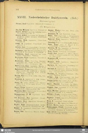 XXVIII. Niederrheinischer Bezirksverein.