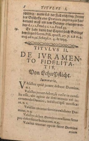 Titvlvs II. De Ivramento Fidelitatis. Von LehnPflicht.