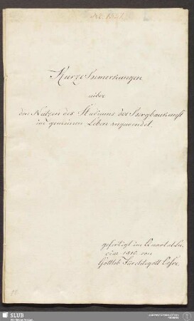 Kurze Bemerkungen uiber den Nutzen des Studiums der Bergbaukunst im gemeinen Leben angewendet - 18.6012 4.
