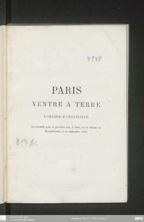 Paris ventre à terre : comédie-fantaisiste en trois actes
