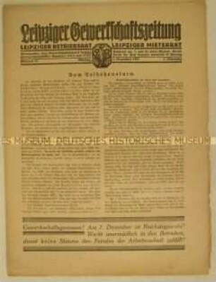 Mitteilungsblatt "Leipziger Gewerkschaftszeitung"