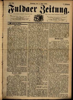 Erste Ausgabe vom Sonntag, den 01. Juni 1890.