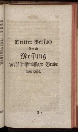 Dritter Versuch über die Messung verhältnißmässiger Grade von Hitze.