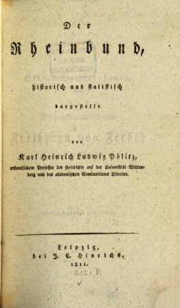 Der Rheinbund, historisch und statistisch dargestellt