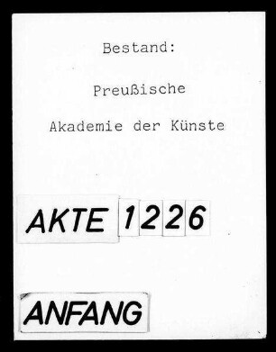Protokolle der Sitzungen von Senat und Abteilung für die bildenden Künste