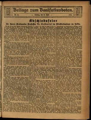 Zweite Ausgabe vom Sonntag, den 20. April 1924.